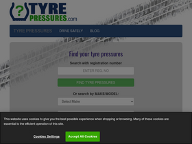 'tyre-pressures.com' screenshot