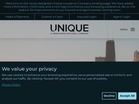 'uniqueinsuranceco.com' screenshot