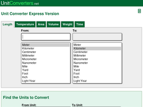 'unitconverters.net' screenshot