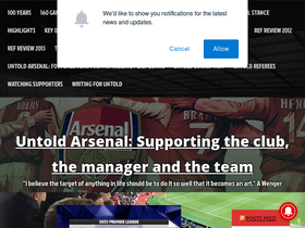 'untold-arsenal.com' screenshot