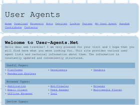 'user-agents.net' screenshot