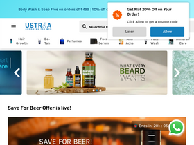 'ustraa.com' screenshot