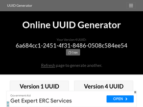 'uuidgenerator.net' screenshot