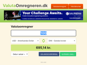 'valutaomregneren.dk' screenshot