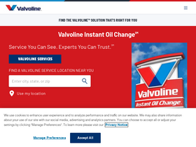 'valvoline.com' screenshot