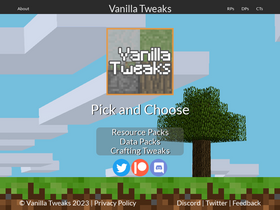 'vanillatweaks.net' screenshot