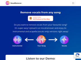 'vocalremover.com' screenshot