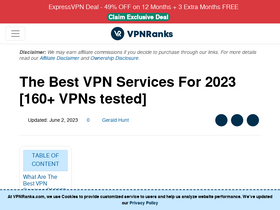'vpnranks.com' screenshot