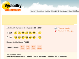 'vysledky-sportka.com' screenshot