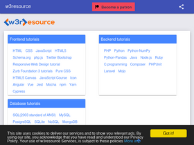 'w3resource.com' screenshot