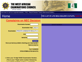 'waecdirect.org' screenshot