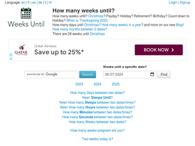 'weeksuntil.com' screenshot