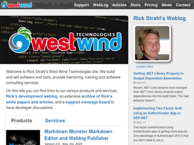 'west-wind.com' screenshot