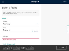 'westjet.com' screenshot