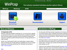 'winpcap.org' screenshot