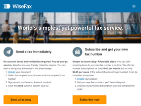'wisefax.com' screenshot