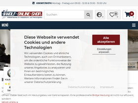 'wolf-online-shop.de' screenshot