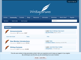 'writingforums.org' screenshot