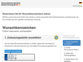 'wunschkennzeichen-reservierung.de' screenshot