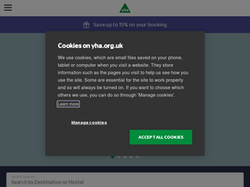 'yha.org.uk' screenshot