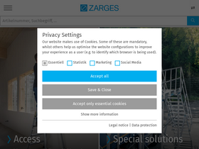'zarges.com' screenshot