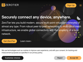 'zerotier.com' screenshot