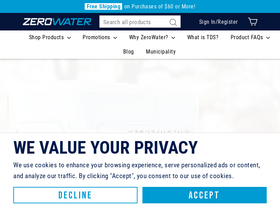 'zerowater.com' screenshot